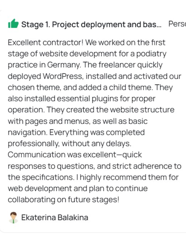 Client review — stage 1: start of a medical website project in Germany