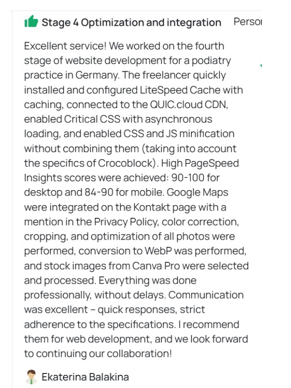 Client review — stage 4: building pages and website features
