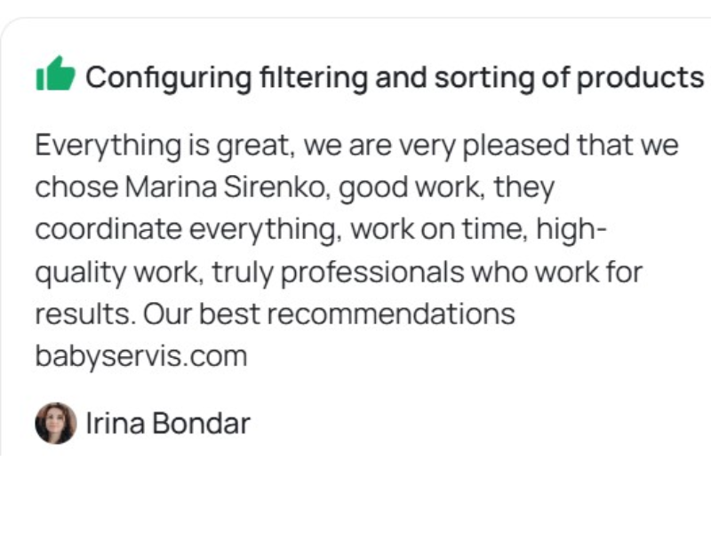 about us About us Client review on a website for courses and learning