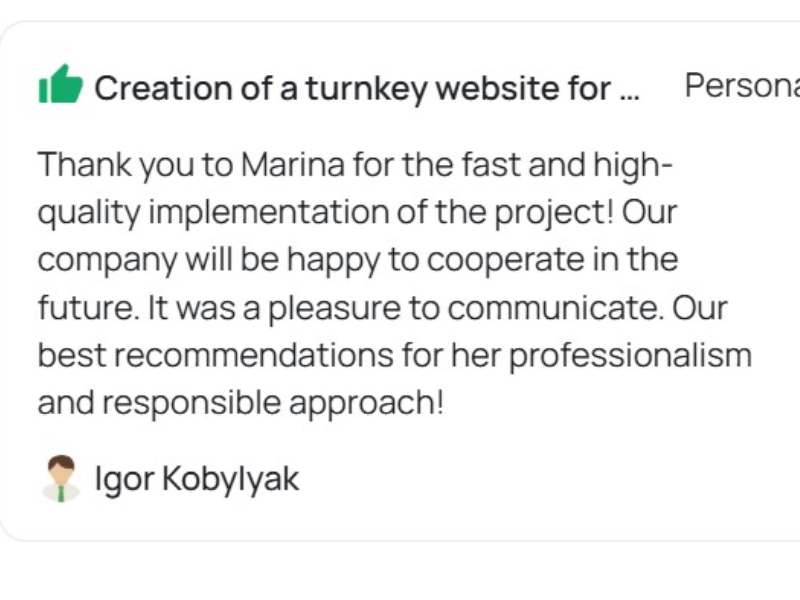 about us About us Client review on a company corporate website