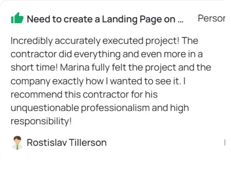 about us About us Client review on a services company website