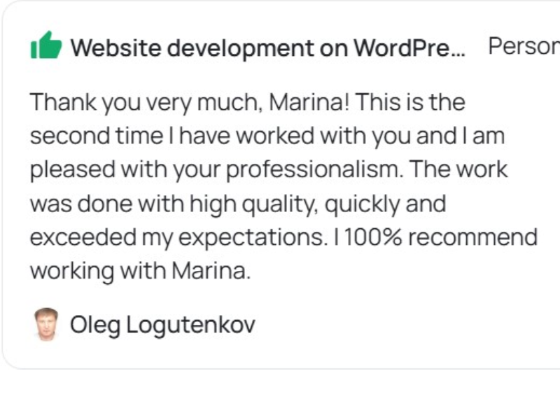 about us About us Client review on a restaurant and delivery website